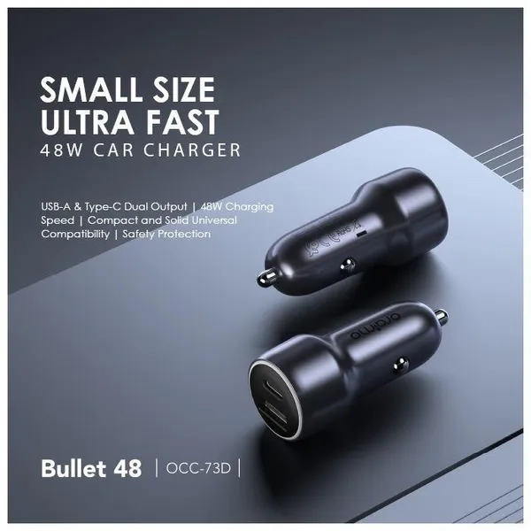 Miniatura 2 de Cargador Para carro Oraimo Bullet 48 OCC-73D, 48W, USB-A, USB-C, Universal, Gris Oscuro