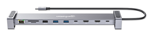 Miniatura 3 de Docking Station MANHATTAN 190398 USB-C con 10 puertos, MST, 2x HDMI, 3x USB-A, USB-C PD, RJ-45, SD/microSD