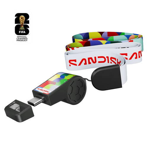 Memoria USB SanDisk 128GB,  USB-C 3.0, Lectura 300MB/s, Negro, Edicion FIFA 2026