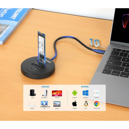 Miniatura 4 de Docking y Clonador de SSD M.2 NVMe de Manhattan, Velocidad 10 Gbps, Interfaz USB-C, Duplica datos sin PC.