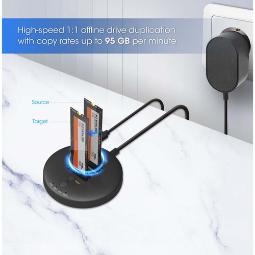 Miniatura 2 de Docking y Clonador de SSD M.2 NVMe de Manhattan, Velocidad 10 Gbps, Interfaz USB-C, Duplica datos sin PC.