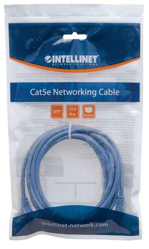 Miniatura 4 de Patchcord Intellinet Cable de red, Cat5e, UTP Cat5e, 3 m, U/UTP (UTP), Azul