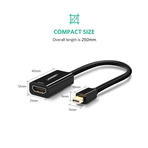 Miniatura 2 de Adaptador vídeo Ugreen 40360 Mini DisplayPort a HDMI, 0.25 m, Negro