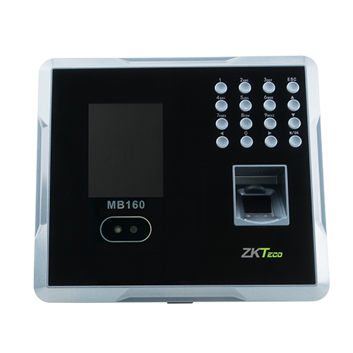 Control de Acceso ZKTeco MB160 Lector de huella Si, 2000 usuario(s), Lector de código de acceso Si, 2000 tarjetas, 100000 Registros, Pantalla 7.11 cm (2.8"), TFT, Teclado integrado Si, Conectado a PC Si, USB 2.0, Color Negro
