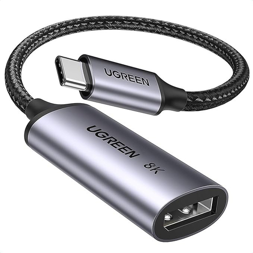 Cable Adaptador USB-C a DP 1.4 |  8K@60Hz | 4K@240Hz | Compatible con Thunderbolt 3 & 4 | HDR | eARC | DTS |  Dolby | 3D | ALLM | VRR | Admite Multi-Stream (MST) | Longitud del cable 10cm | Caja de Aluminio.