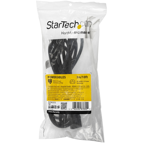 Miniatura 2 de Cables de poder StarTech.com Macho, Hembra 125 V, 3 m, Negro