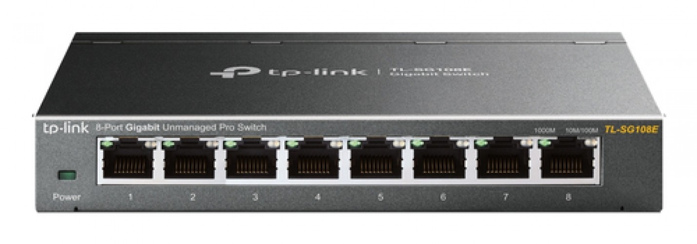 Switch TP-Link TL-SG108E Gestionado, L2, RJ-45 8, Gigabit Ethernet (10/100/1000), Negro