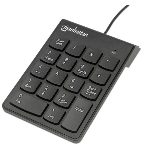 Teclado numérico Manhattan Teclado numérico alámbrico USB, Indicadores LED Si, Color Negro