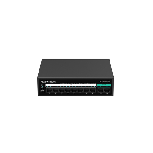 Switch Ruijie Networks RG-ES110FG-P No administrado, L2, RJ-45 10, Fast Ethernet (10/100), 8 POE