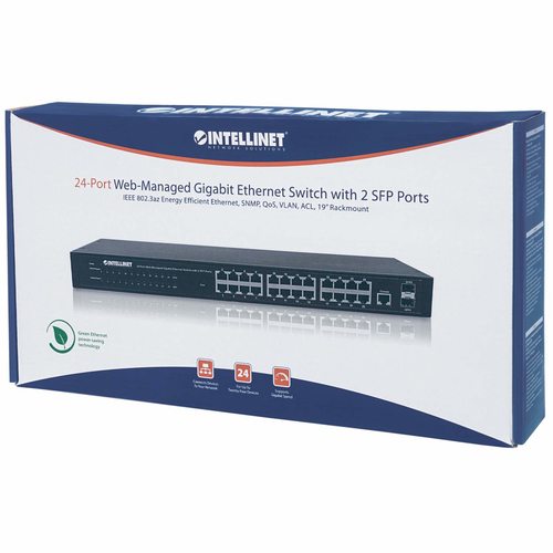 Miniatura 5 de Switch Intellinet Gestionado, RJ-45 24, Gigabit Ethernet (10/100/1000), 1U, Negro