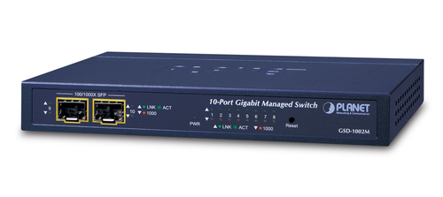 Switch PLANET GSD-1002M Gestionado, L2/L4, RJ-45 8, Gigabit Ethernet (10/100/1000), Azul