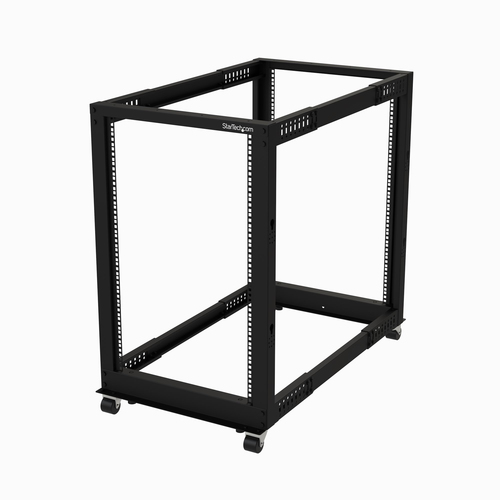Rack StarTech.com Tipo Rack o bastidor independiente, Capacidad del rack 18U, 4 postes, Acero, Peso Max. 544 kg, Color Negro, Incluye tuercas Si, 2Llaves