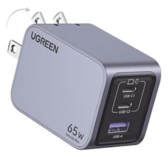 Cargador de 65W serie Nexode Pro | 3 Puertos de Carga Ra¡pida | 2 USB-C | 1 USB-A | Tecnologa­a GaNInfinity | PD3.1 de 65W / QC4.0 | Tecnologa­a de Proteccia³n Ta©rmica | Optimiza la Carga | Caja de Aluminio | Incluye Cable U