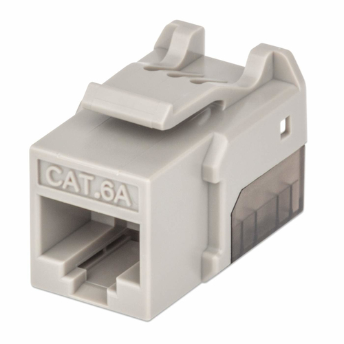 Conector Intellinet Jack Keystone Cat6a FastPunch Tipo de construcción Plano, Conector 1 IDC, Conector 2 RJ-45, Categoría Cat6a, Blindaje de cable U/UTP (UTP), Material Acrilonitrilo butadieno estireno (ABS), Certificación RoHS, UL, ETL, Color Gris