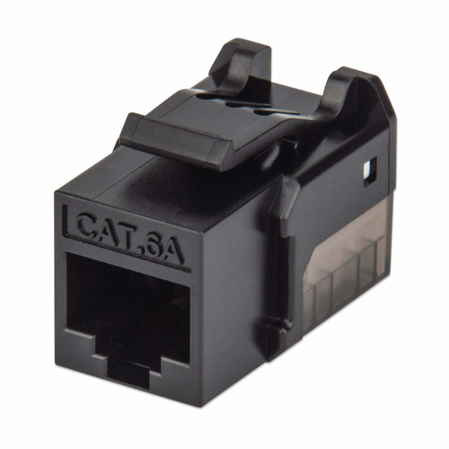 Conector Intellinet Jack Keystone Cat6a FastPunch Tipo de construcción Plano, Conector 1 IDC, Conector 2 RJ-45, Categoría Cat6a, Blindaje de cable U/UTP (UTP), Material Acrilonitrilo butadieno estireno (ABS), Certificación RoHS, UL, ETL, Color Negro