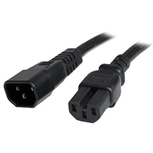 Cables de poder StarTech.com Macho, Hembra 250 V, 0.9 m, Negro