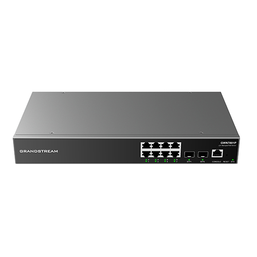 Switch Grandstream Networks GWN7801P Gestionado, L2+, RJ-45 8, Gigabit Ethernet (10/100/1000), Negro