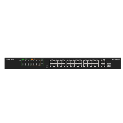 Switch Ruijie Networks RG-ES126FGS-P No administrado, L2, RJ-45 24, Gigabit Ethernet (10/100/1000), Negro