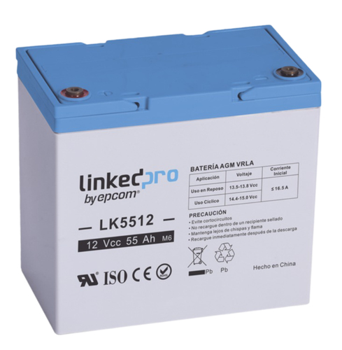 Bateria LinkedPRO LK5512 Sealed Lead Acid (VRLA), 12 V, 55000 mAh, Azul, Gris