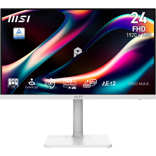 Monitor MSI PRO MAX 241PHW E14 LCD, 23.8", Full HD, IPS, 144 Hz, 4 ms, Blanco
