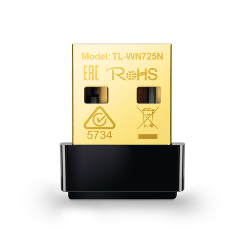 Tarjeta de red inalambrica TP-Link TL-WN725N USB, Wi-Fi 4 (802.11n), Negro
