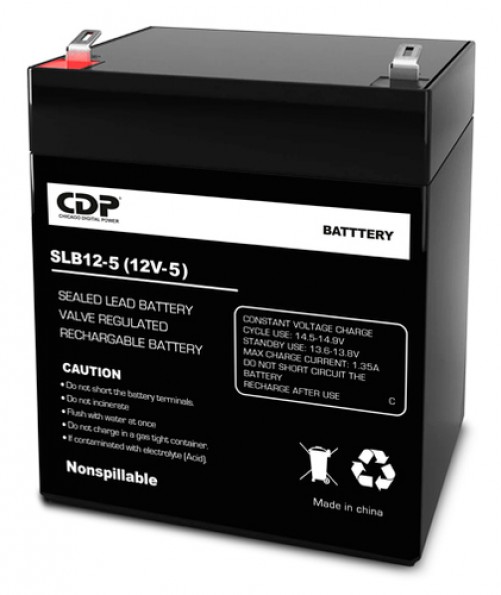 Bateria para UPS CDP SLB12-5 Sealed Lead Acid (VRLA), 12 V, 5 Ah, Negro
