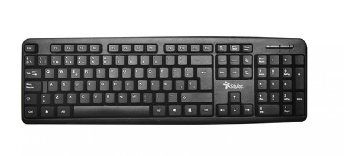 Teclado Stylos STPTEC5B Español, Alámbrico, USB, Interruptor mecánico, Negro