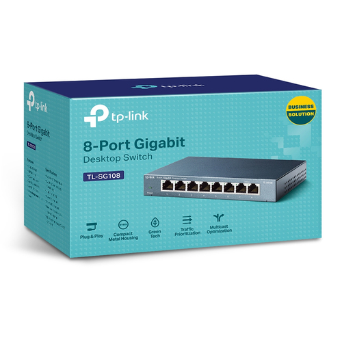 Miniatura 3 de Switch TP-Link TL-SG108 No administrado, L2, RJ-45 8, Gigabit Ethernet (10/100/1000), Negro