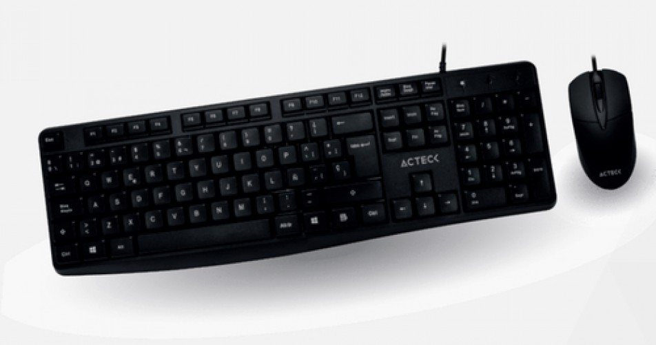 Kit Teclado y Mouse Acteck AC-928984 USB, Alámbrico, Negro