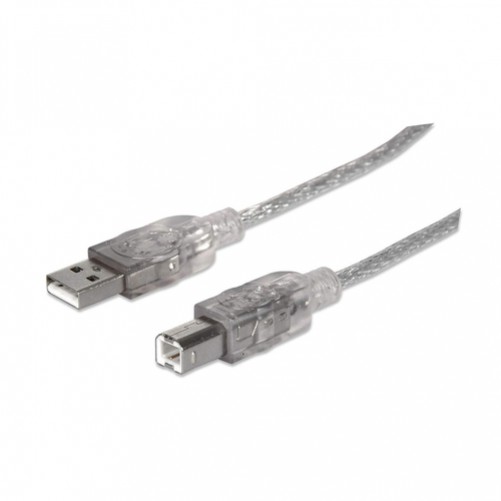 Cable USB Manhattan USB A a USB B, 480 Mbit/s, Plata