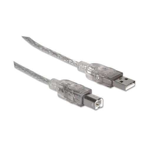 Miniatura 2 de Cable USB Manhattan USB A a USB B, 480 Mbit/s, Plata
