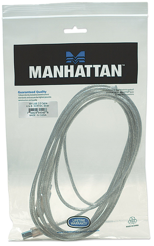 Miniatura 4 de Cable USB Manhattan USB A a USB B, 480 Mbit/s, Plata