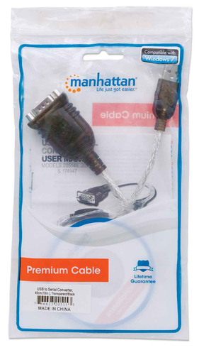 Miniatura 5 de Cable serial Manhattan Convertidor Serial a USB 0.45 m, USB A a Serial/COM/RS232/DB9, Macho- Macho