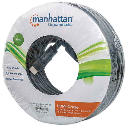 Miniatura 4 de Cable Hdmi Manhattan Cable HDMI de Alta Velocidad 15 m, 10.2 Gbit/s, Negro