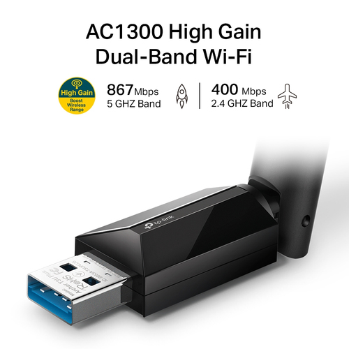 Miniatura 2 de Tarjeta de red inalambrica TP-Link Archer T3U Plus USB, Wi-Fi 5 (802.11ac), Negro