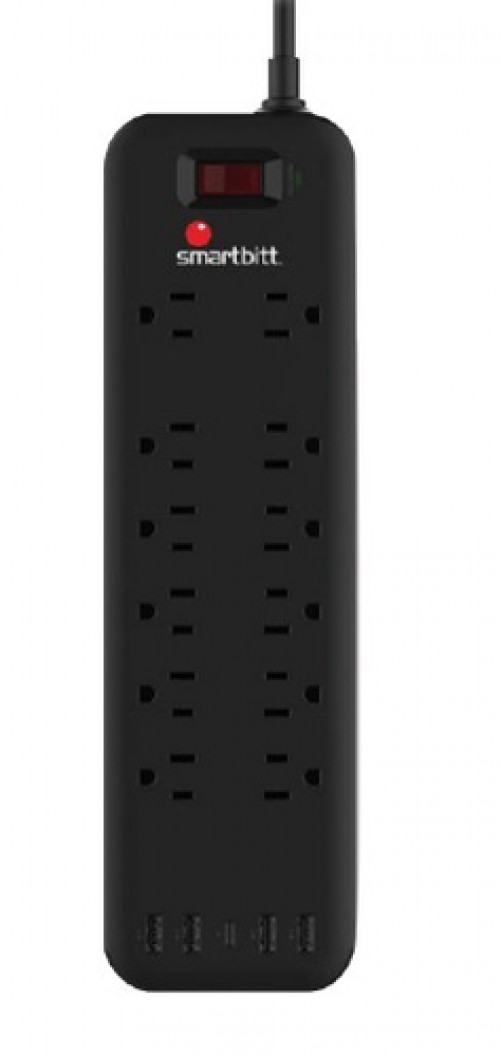 Regulador Smartbitt SBSS-B12-5U / 1625 W, Entrada 125 V, 12 salidas AC, Negro