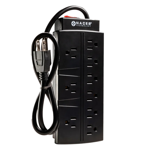 Miniatura 3 de Barra de contactos Naceb Technology NA-0707 125 V, 0.78 m, 9 salidas AC, Negro