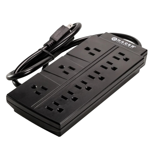 Miniatura 4 de Barra de contactos Naceb Technology NA-0707 125 V, 0.78 m, 9 salidas AC, Negro