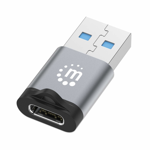 Adaptador Manhattan 356305 USB-A a USB-C, Negro, Gris