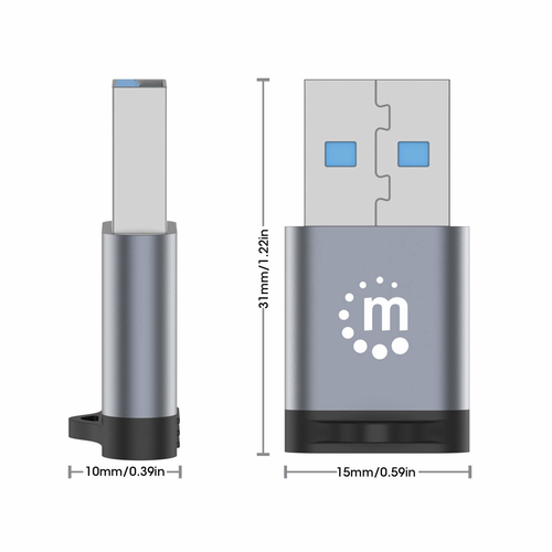 Miniatura 5 de Adaptador Manhattan 356305 USB-A a USB-C, Negro, Gris