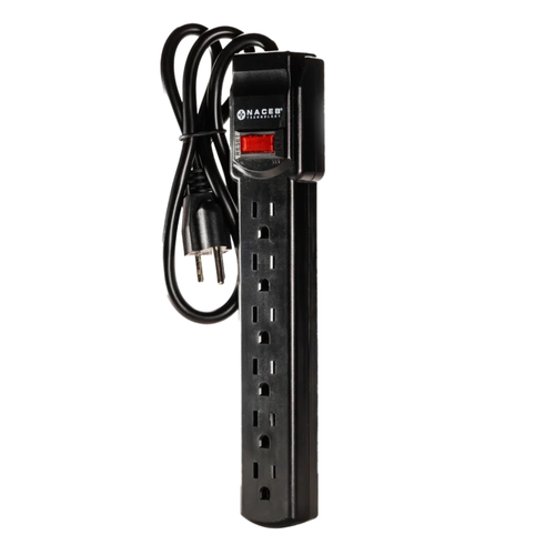 Miniatura 2 de Barra de contactos Naceb Technology NA-0706 125 V, 0.79 m, 6 salidas AC, Negro