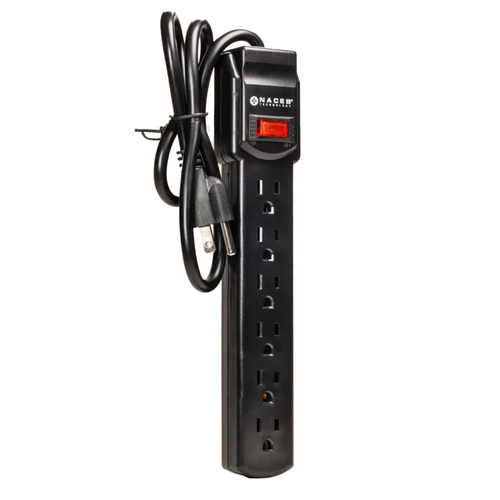 Miniatura 3 de Barra de contactos Naceb Technology NA-0706 125 V, 0.79 m, 6 salidas AC, Negro