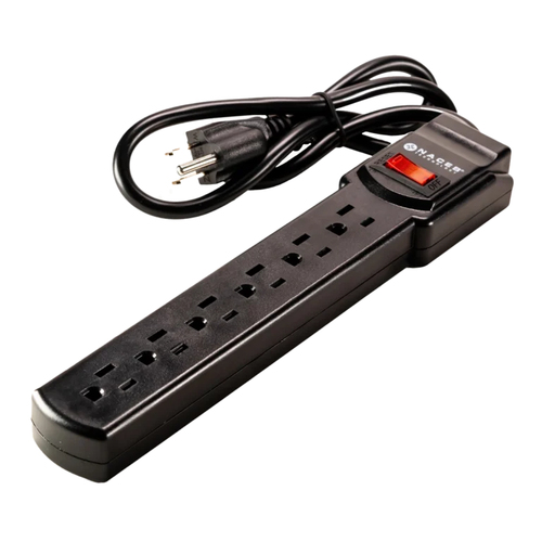 Miniatura 4 de Barra de contactos Naceb Technology NA-0706 125 V, 0.79 m, 6 salidas AC, Negro