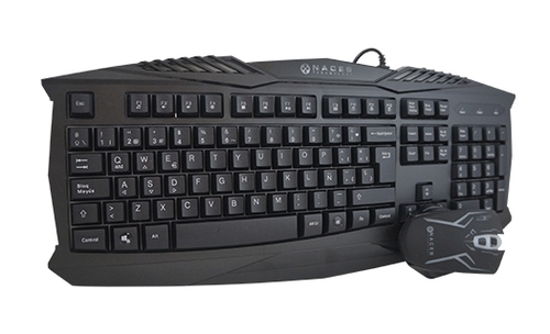 Kit Teclado y Mouse Naceb Technology NA-617 USB, Retroiluminado, Alámbrico, 2400 DPI, Negro