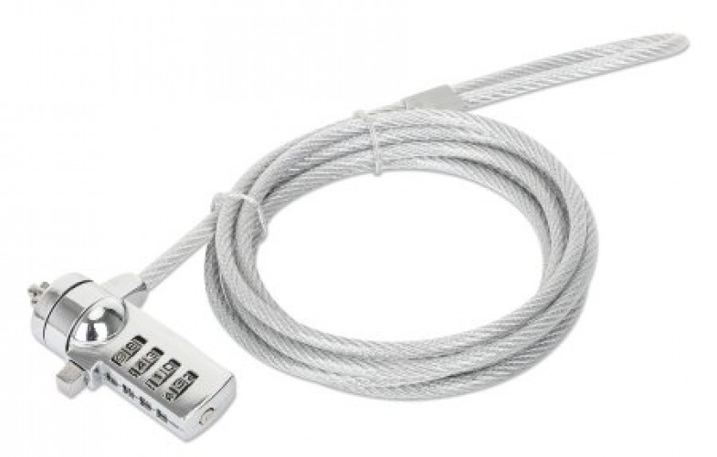 Cable antirrobo Manhattan 440448 Kensington, Cerradura con combinación, 2 m, Acero, Zinc, Plata
