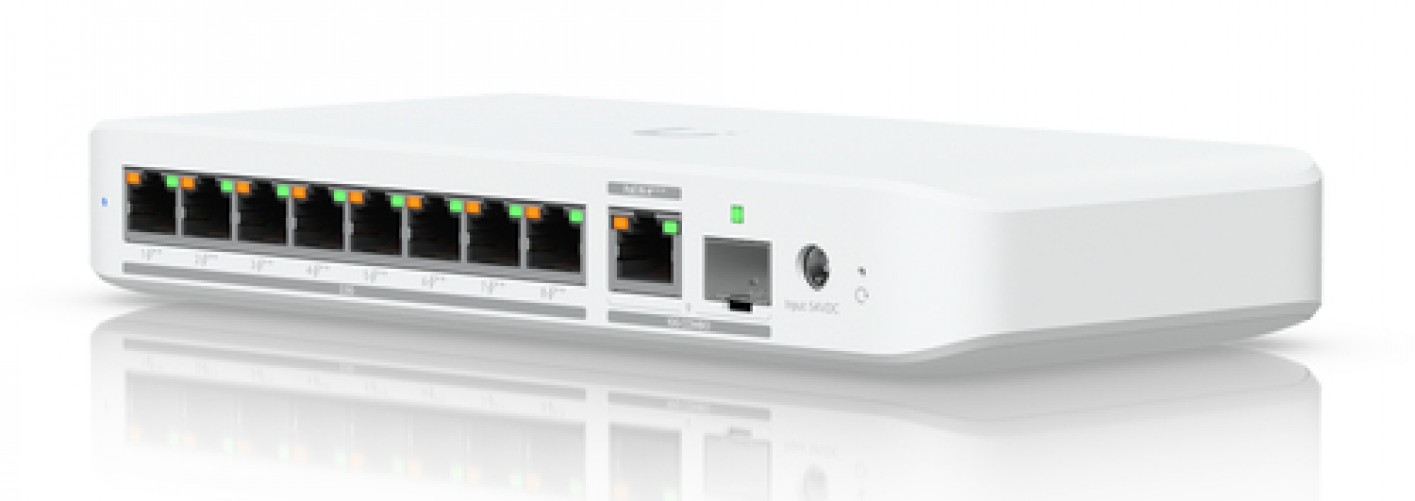 Switch Ubiquiti UniFi Flex 2.5G PoE Gestionado, L2, RJ-45 8, 2.5G Ethernet (100/1000/2500), (PoE +) 8, Montaje en escritorio/pared, Blanco