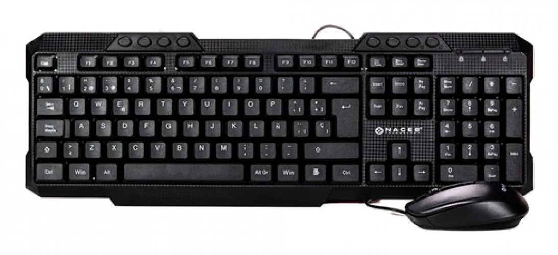 Kit Teclado y Mouse Naceb Technology NA-618N USB, Interruptor de membrana, Alámbrico, 1000 DPI, Negro