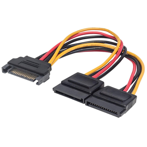 Cable Sata Manhattan Cable Y de alimentación SATA SATA III, Macho/Hembra, 0.15 m, Negro, Naranja, Rojo
