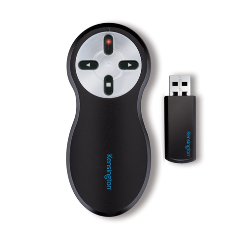 Presentador laser Kensington Presentador de Luz laser USB, IR, Negro, Plata