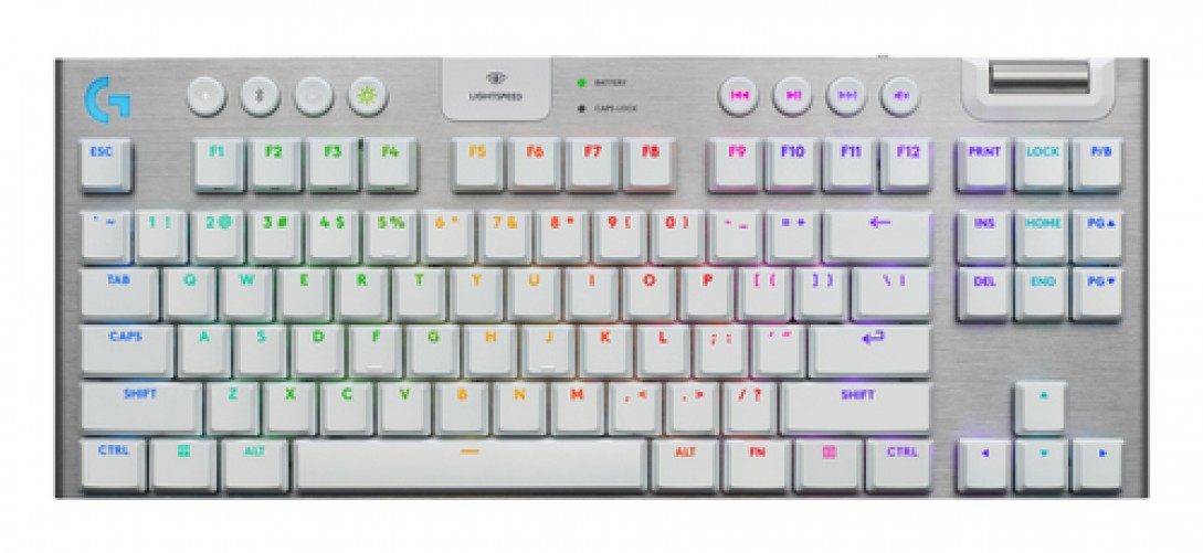 Teclado Logitech G G915 X LIGHTSPEED TKL Inglés, Inalámbrico y alámbrico, RF inalámbrico + bluetooth, Interruptor mecánico, LED, Blanco